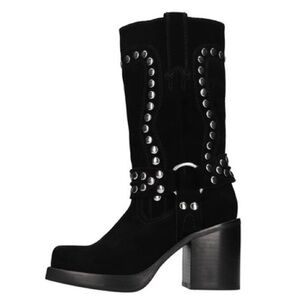 Jeffrey Campbell Studded Square Toe Boot Black Suede JUVENILE-S size 8.5 western